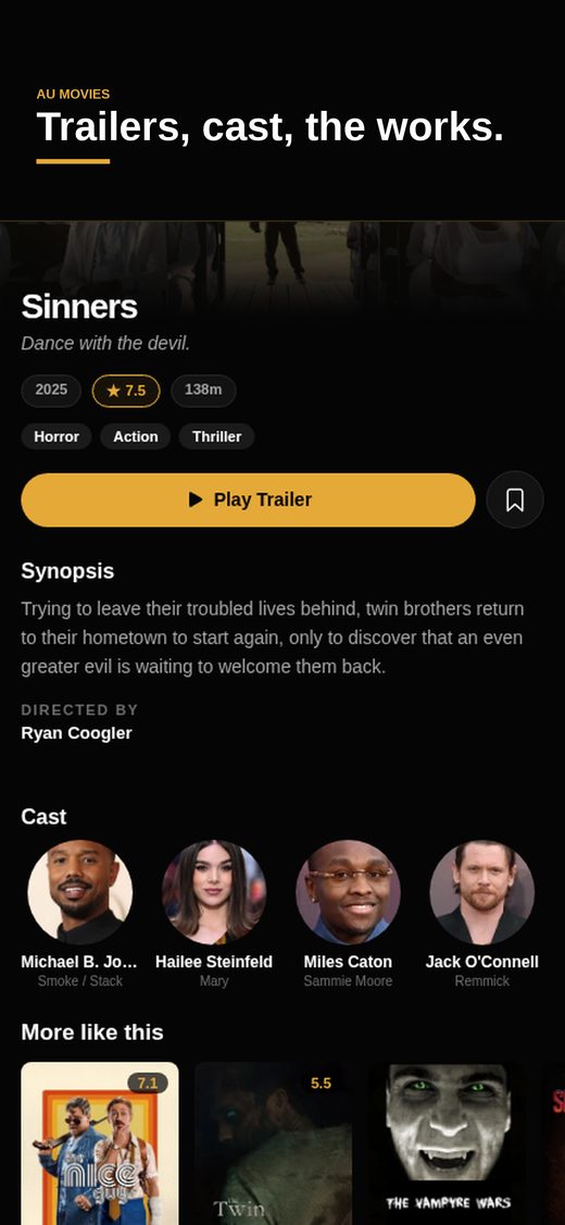 Movie detail with trailer